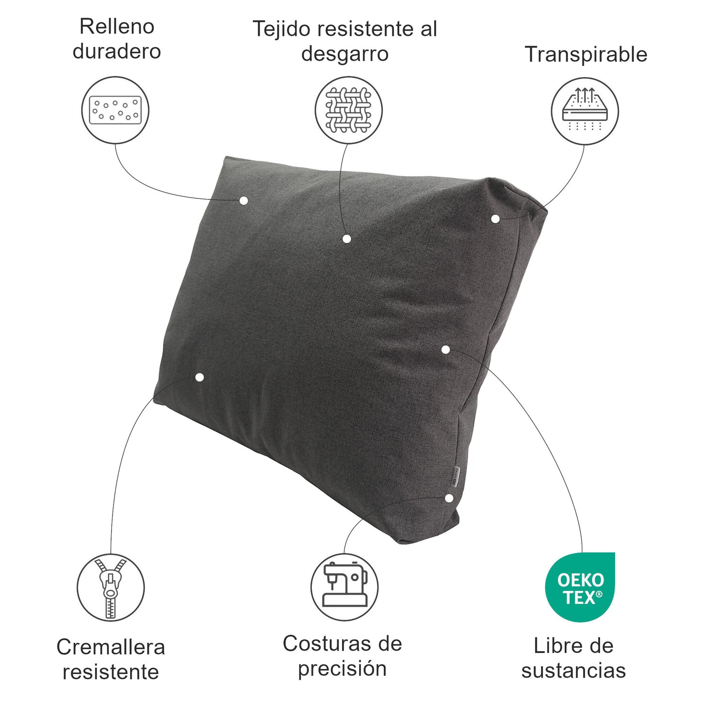 Cojín de respaldo para asiento de jardín hecho a medida