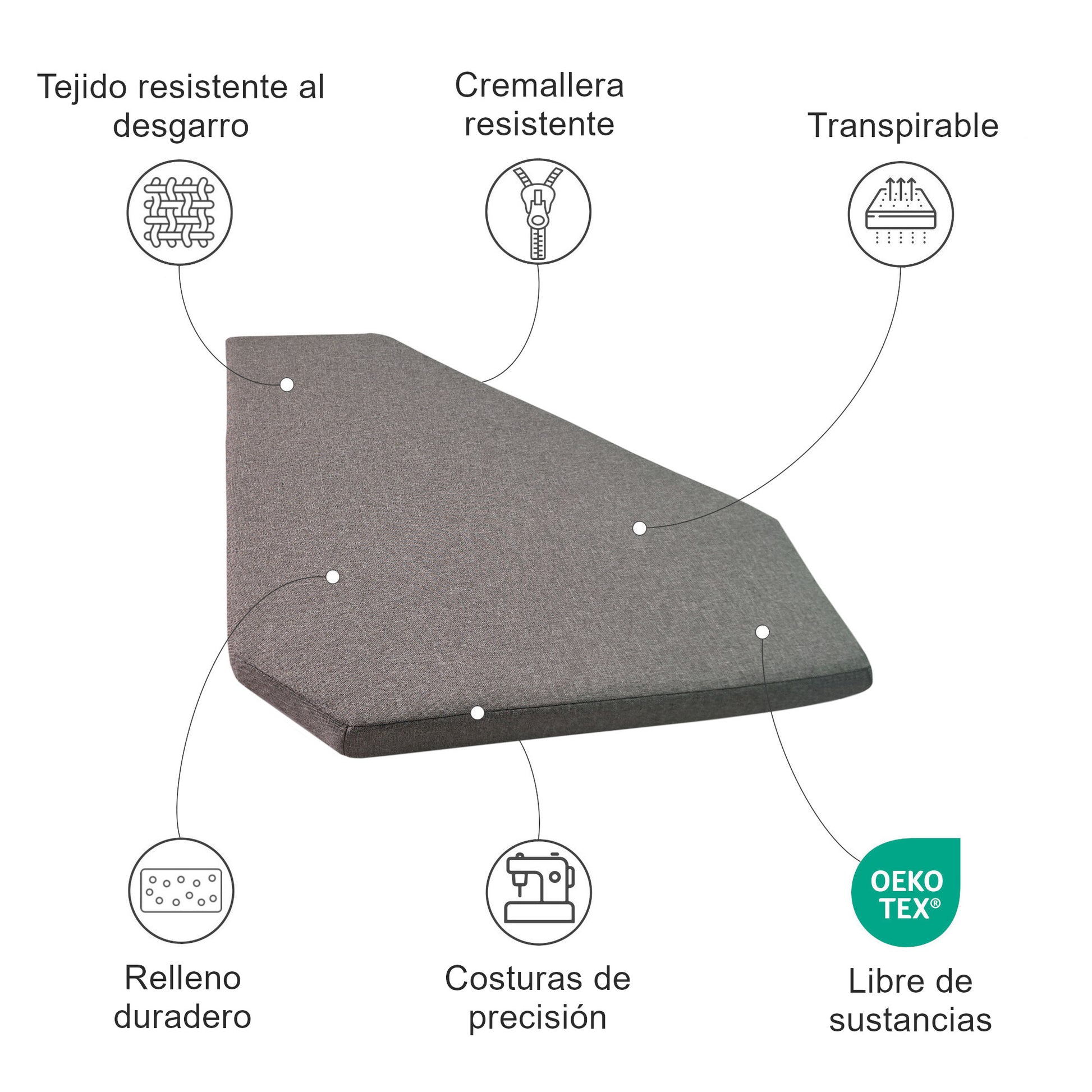 Cojín de asiento esquinero a medida